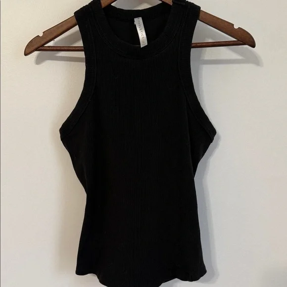 Fabletics Black Ribbed Tank Top with shelf bra - Picture 1 of 7